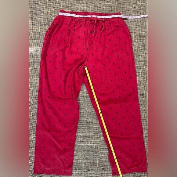 Polo Ralph Lauren Red PJ/Lounge Pants, Sz M 32-34, Navy Embroidered Ponies - Picture 5 of 9